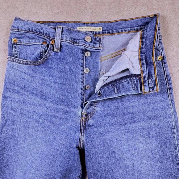 Levi's Ribcage Straight Ankle Jeans Women Msr 30x25 Medium Wash Button Fly - Picture 5 of 16